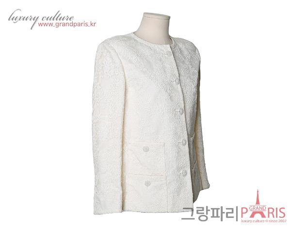 샤넬 아이보리 레이스 자켓 38