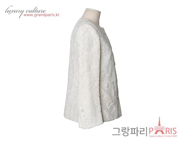샤넬 아이보리 레이스 자켓 38