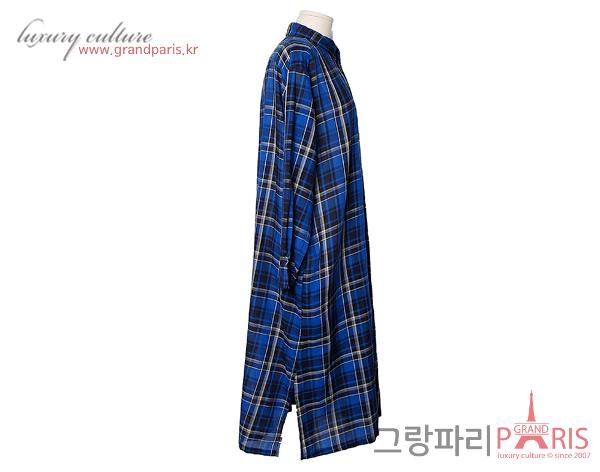 즈카 블루 체크 셔츠 원피스 M