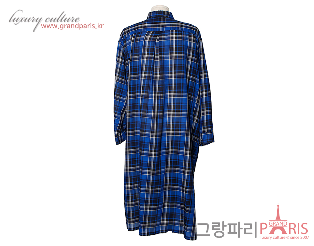 즈카 블루 체크 셔츠 원피스 M