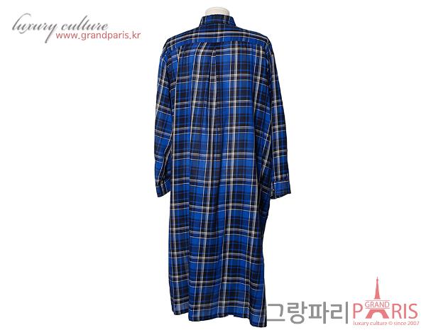 즈카 블루 체크 셔츠 원피스 M