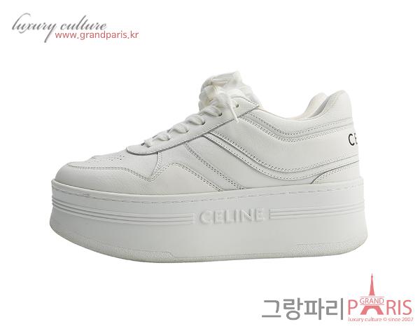 셀린느 웨지 아웃솔 블록 스니커즈 카프스킨 옵틱 화이트 37
