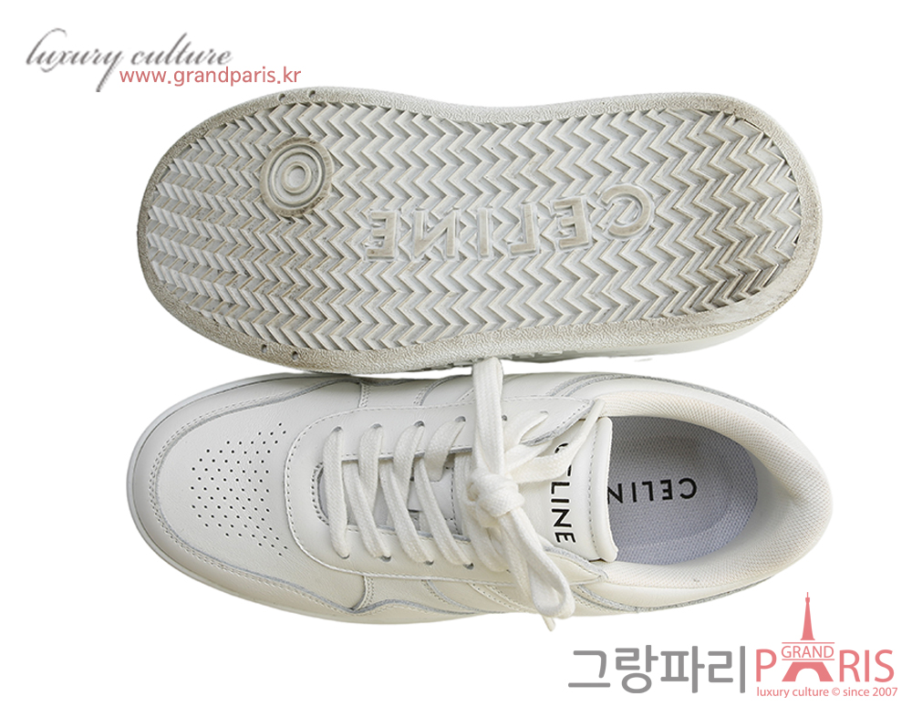셀린느 웨지 아웃솔 블록 스니커즈 카프스킨 옵틱 화이트 37