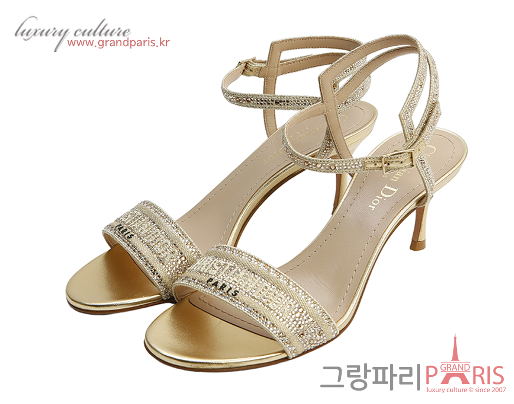 디올 디웨이 힐 샌들 골드 톤 36 1/2