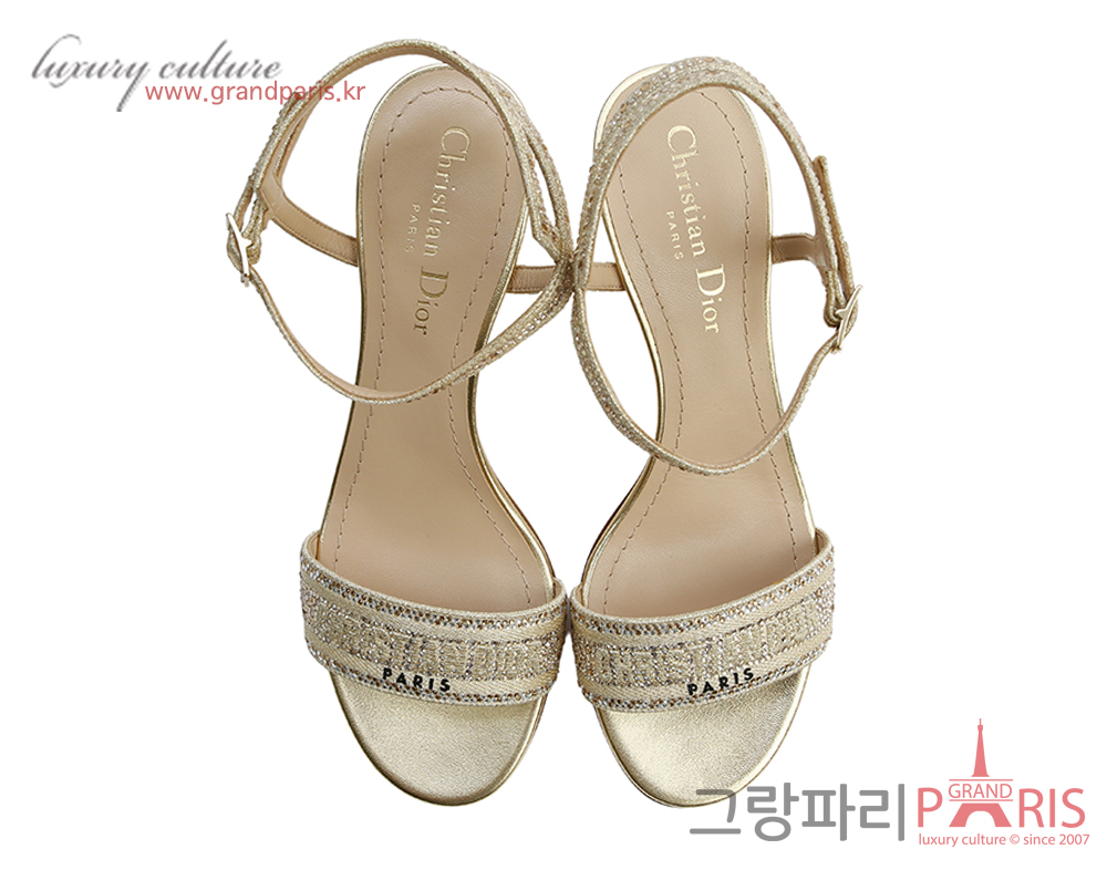 디올 디웨이 힐 샌들 골드 톤 36 1/2