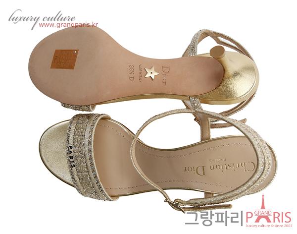 디올 디웨이 힐 샌들 골드 톤 36 1/2