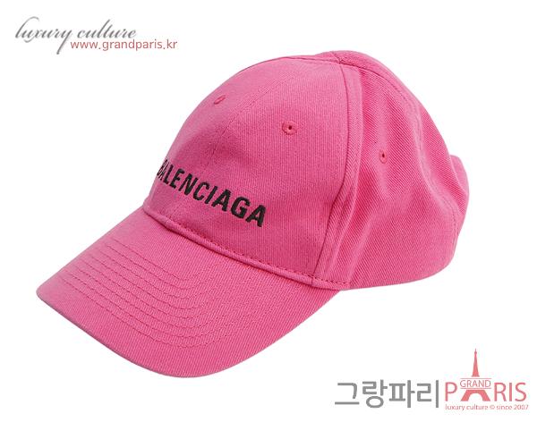 발렌시아가 엠브로이더드 코튼 로고 캡 핑크 L