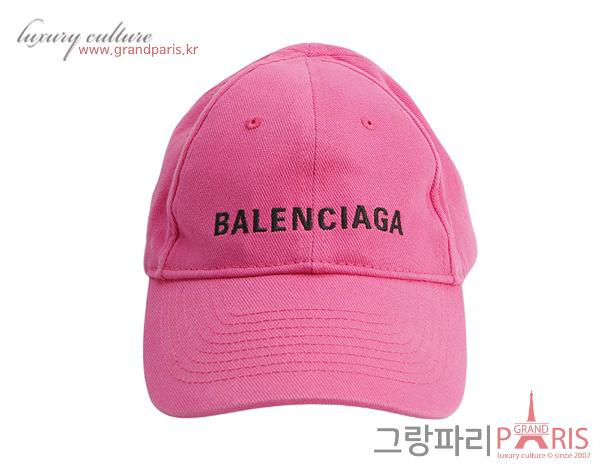발렌시아가 엠브로이더드 코튼 로고 캡 핑크 L