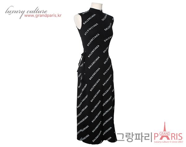발렌시아가 올오버 로고 어케이전 드레스 블랙 XS 555322
