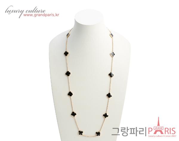반클리프아펠 퓨어 알함브라 롱 네크리스 14 모티브 옐로우골드 오닉스