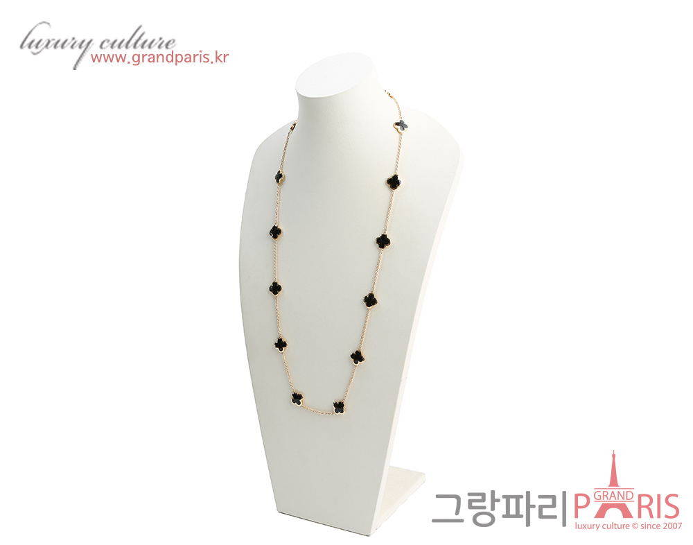 반클리프아펠 퓨어 알함브라 롱 네크리스 14 모티브 옐로우골드 오닉스