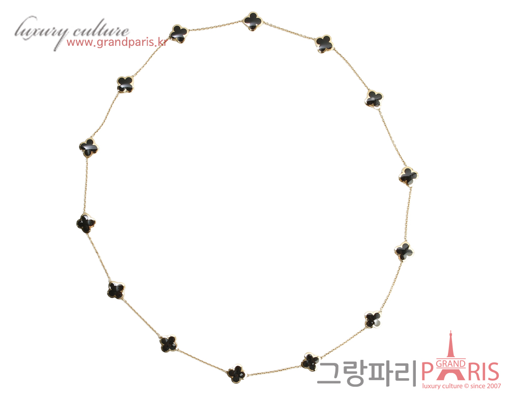 반클리프아펠 퓨어 알함브라 롱 네크리스 14 모티브 옐로우골드 오닉스