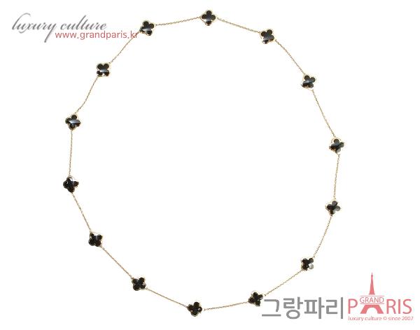 반클리프아펠 퓨어 알함브라 롱 네크리스 14 모티브 옐로우골드 오닉스