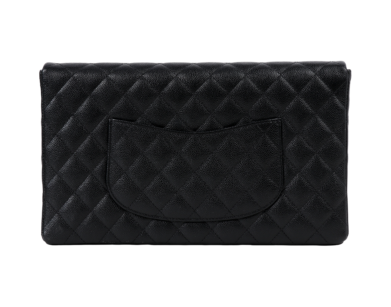 샤넬 클래식 플랩 클러치 블랙 은장 캐비어