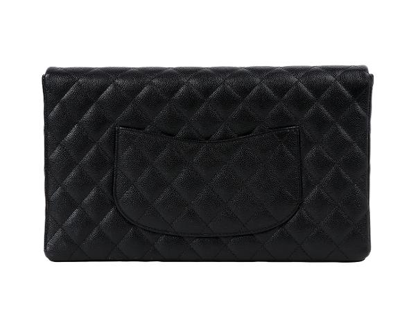 샤넬 클래식 플랩 클러치 블랙 은장 캐비어