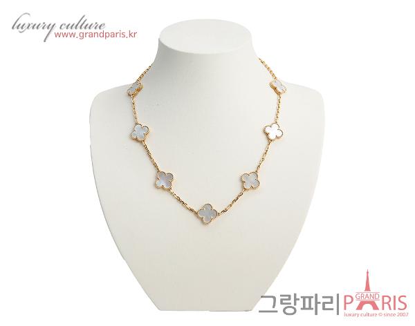 반클리프아펠 빈티지 알함브라 네크리스 10 모티브 옐로우골드 마더 오브 펄