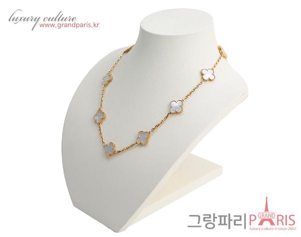 반클리프아펠 빈티지 알함브라 네크리스 10 모티브 옐로우골드 마더 오브 펄