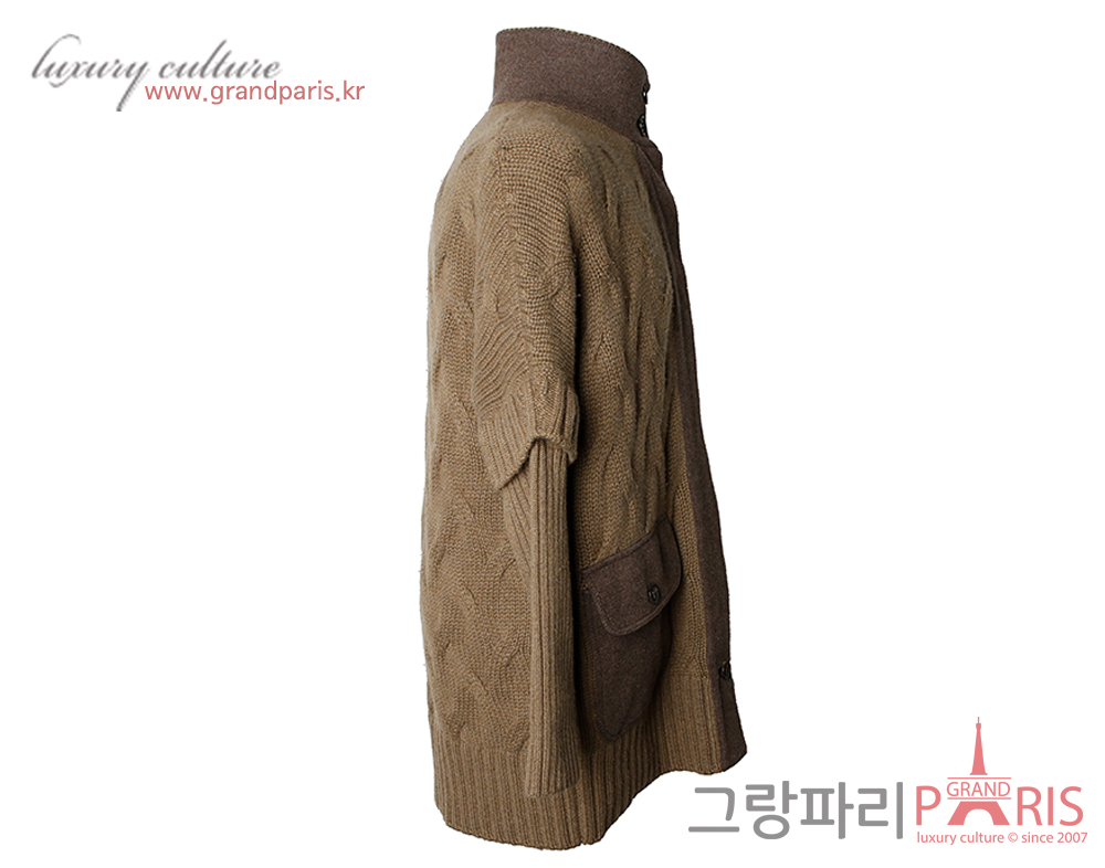로로피아나 캐시미어 가디건 카키 브라운 48