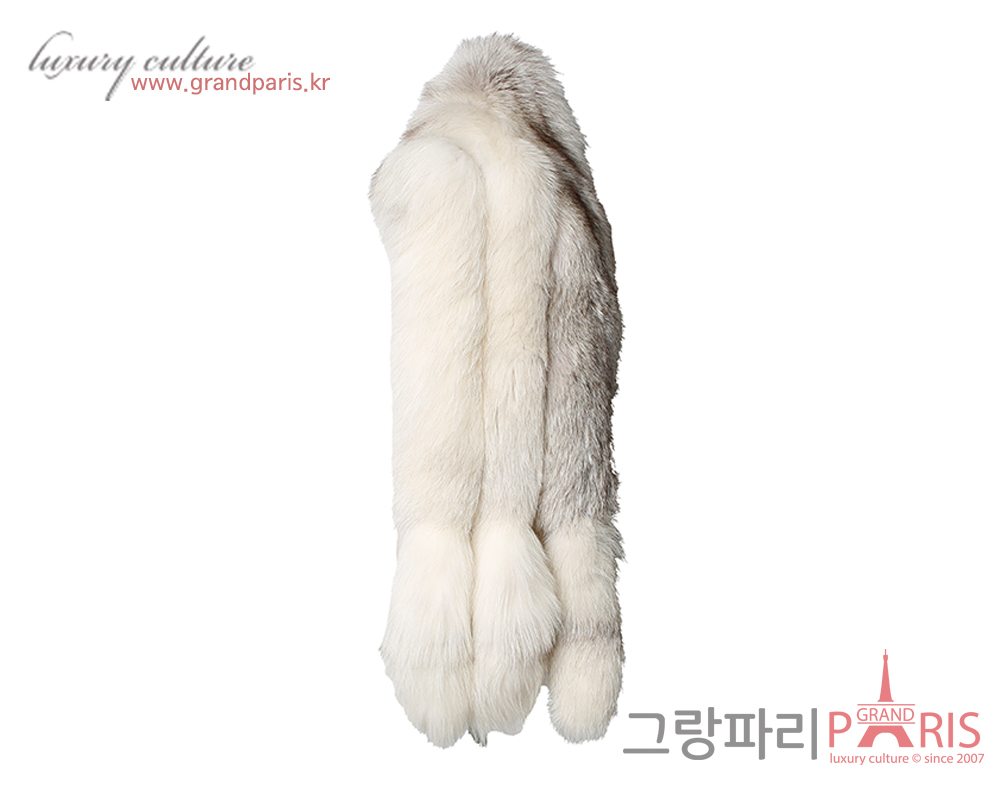 구찌 폭스 퍼 머플러 숄 베이지 그레이