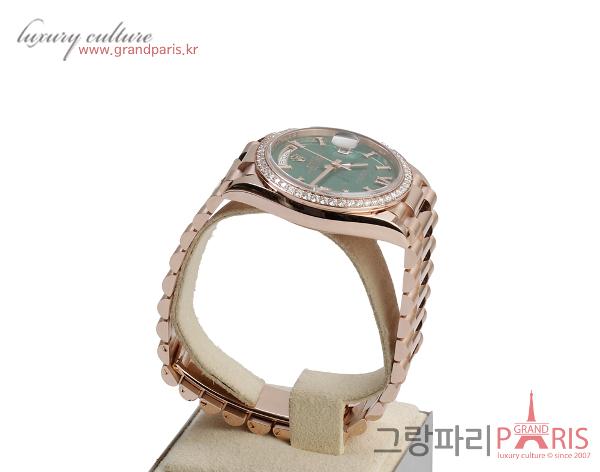 로렉스 데이데이트 36mm 로즈골드 다이아 베젤 그린 어벤추린 다이얼 128345RBR