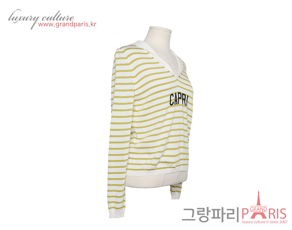 디올 리비에라 카프리 마리니에르 실크 코튼 니트 라임 화이트 38
