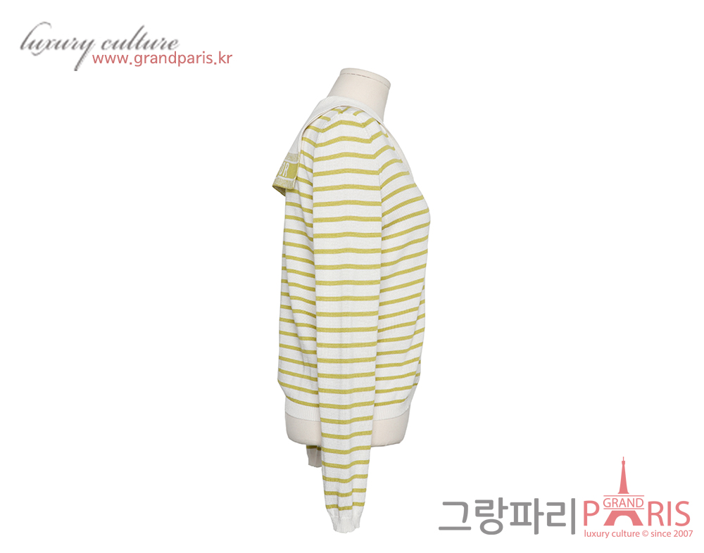 디올 리비에라 카프리 마리니에르 실크 코튼 니트 라임 화이트 38