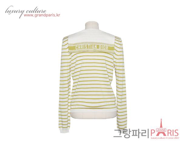 디올 리비에라 카프리 마리니에르 실크 코튼 니트 라임 화이트 38