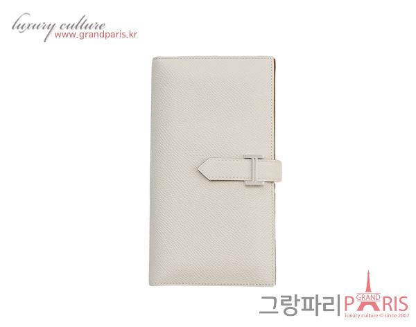 에르메스 베안 장지갑 크레 골드 은장 B