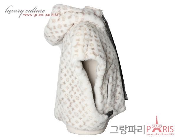 루이비통 밍크 후드 베스트 화이트 모노그램 38