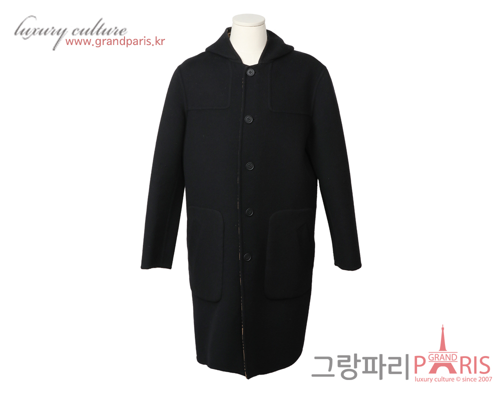 펜디 FF 주카 리버시블 후디 코트 블랙 브라운 50