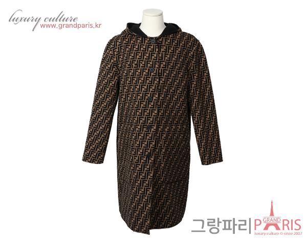 펜디 FF 주카 리버시블 후디 코트 블랙 브라운 50