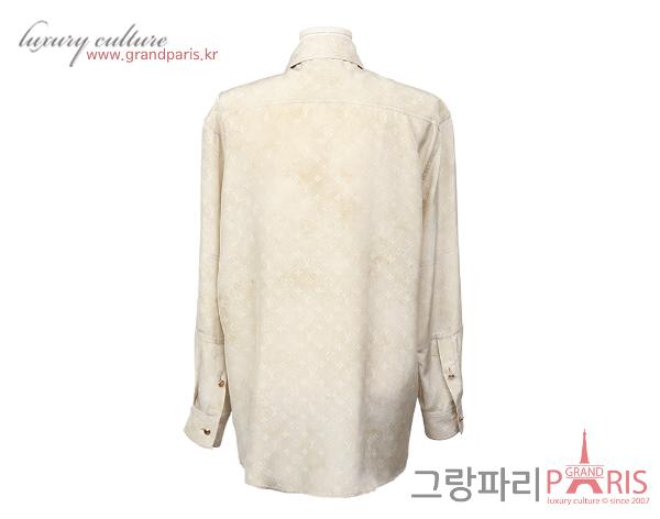 루이비통 모노그램 실크 블라우스 옐로우 베이지 34