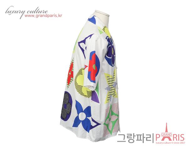 루이비통 모노그램 숏 슬리브 셔츠 화이트 멀티 XL