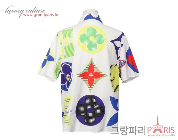루이비통 모노그램 숏 슬리브 셔츠 화이트 멀티 XL