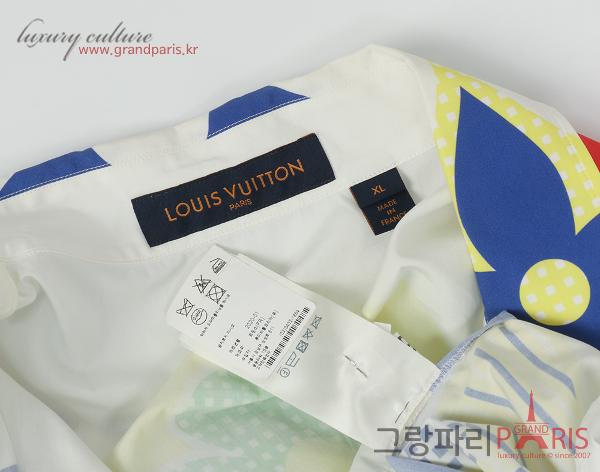 루이비통 모노그램 숏 슬리브 셔츠 화이트 멀티 XL