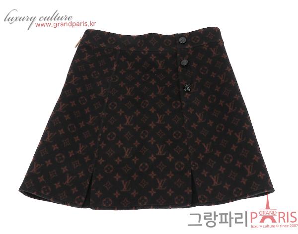 루이비통 모노그램 스커트 블랙 브라운 34