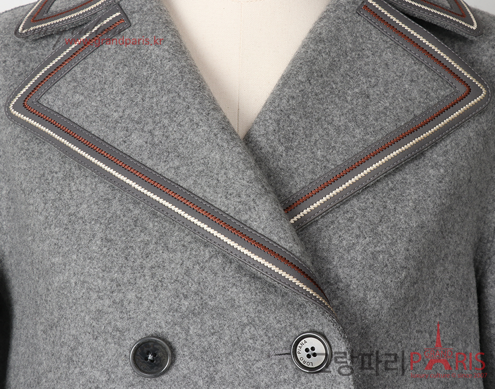 로로피아나 캐시미어 하프 코트 그레이 44