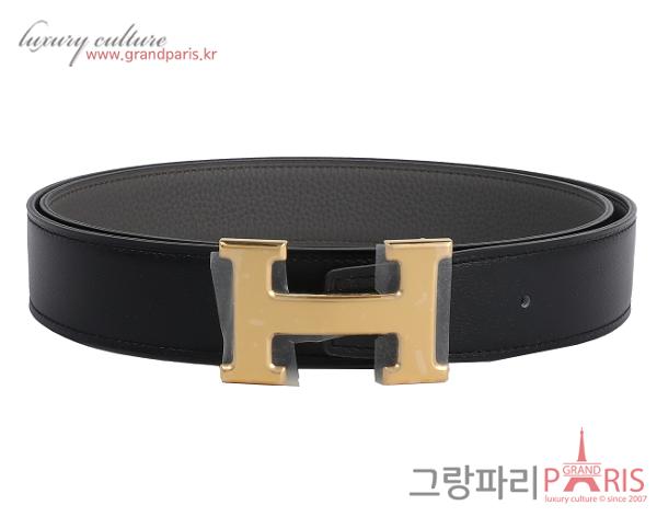 에르메스 H 벨트 리버시블 레더 스트랩 32mm 블랙 에땅 금장 95