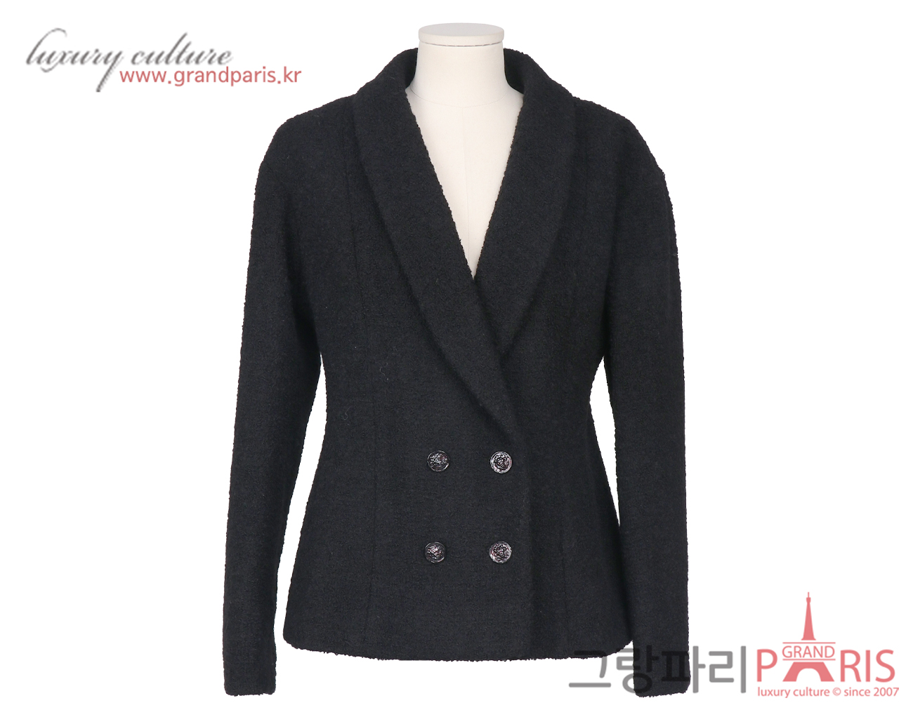 샤넬 트위드 재킷 블랙 40