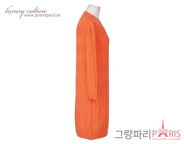 에르메스 Maille Voyage 롱 슬리브 드레스 오렌지 사투르누스 36