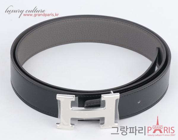 에르메스 H 벨트 리버시블 레더 스트랩 32mm 블랙 그리스 에땅 은장 95