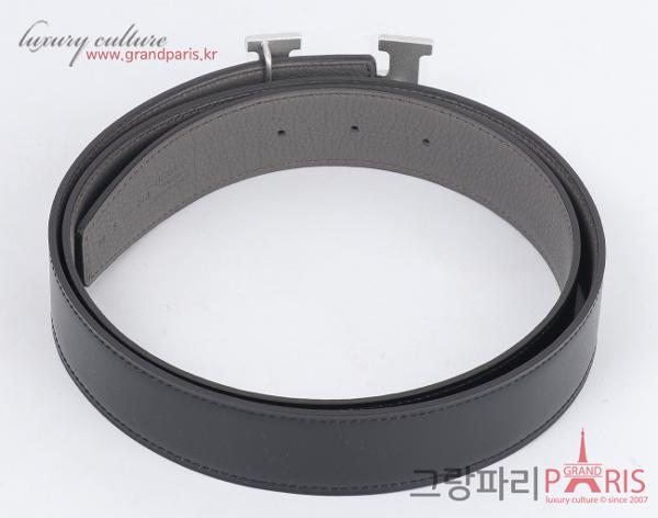 에르메스 H 벨트 리버시블 레더 스트랩 32mm 블랙 그리스 에땅 은장 95