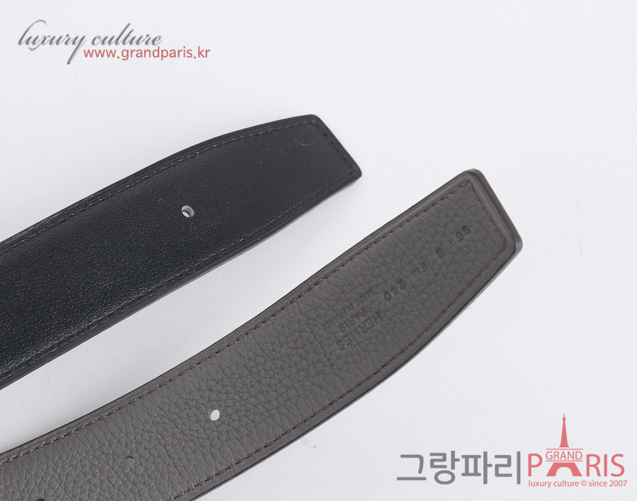 에르메스 H 벨트 리버시블 레더 스트랩 32mm 블랙 그리스 에땅 은장 95