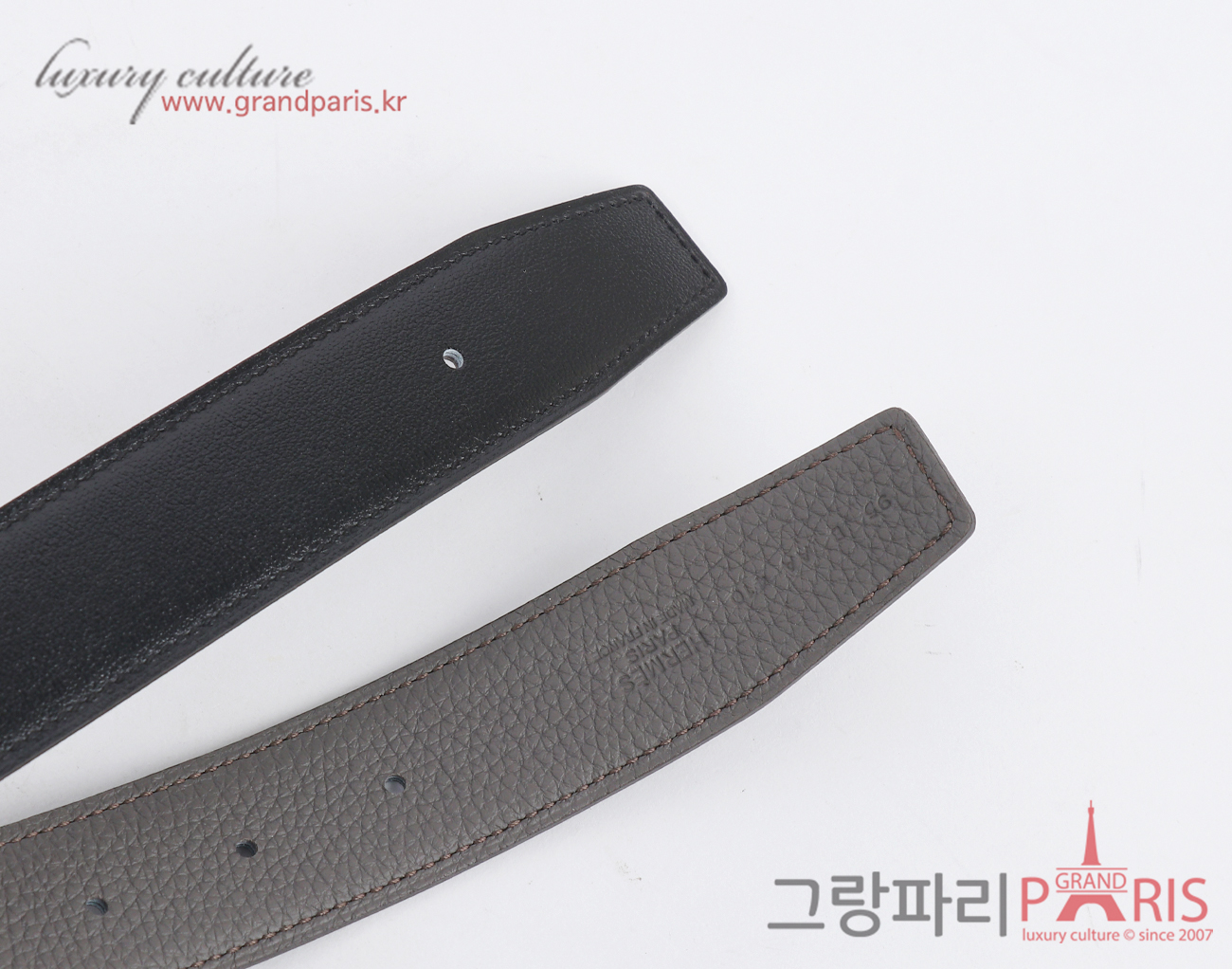 에르메스 H 벨트 리버시블 레더 스트랩 32mm 블랙 그리스 에땅 은장 95