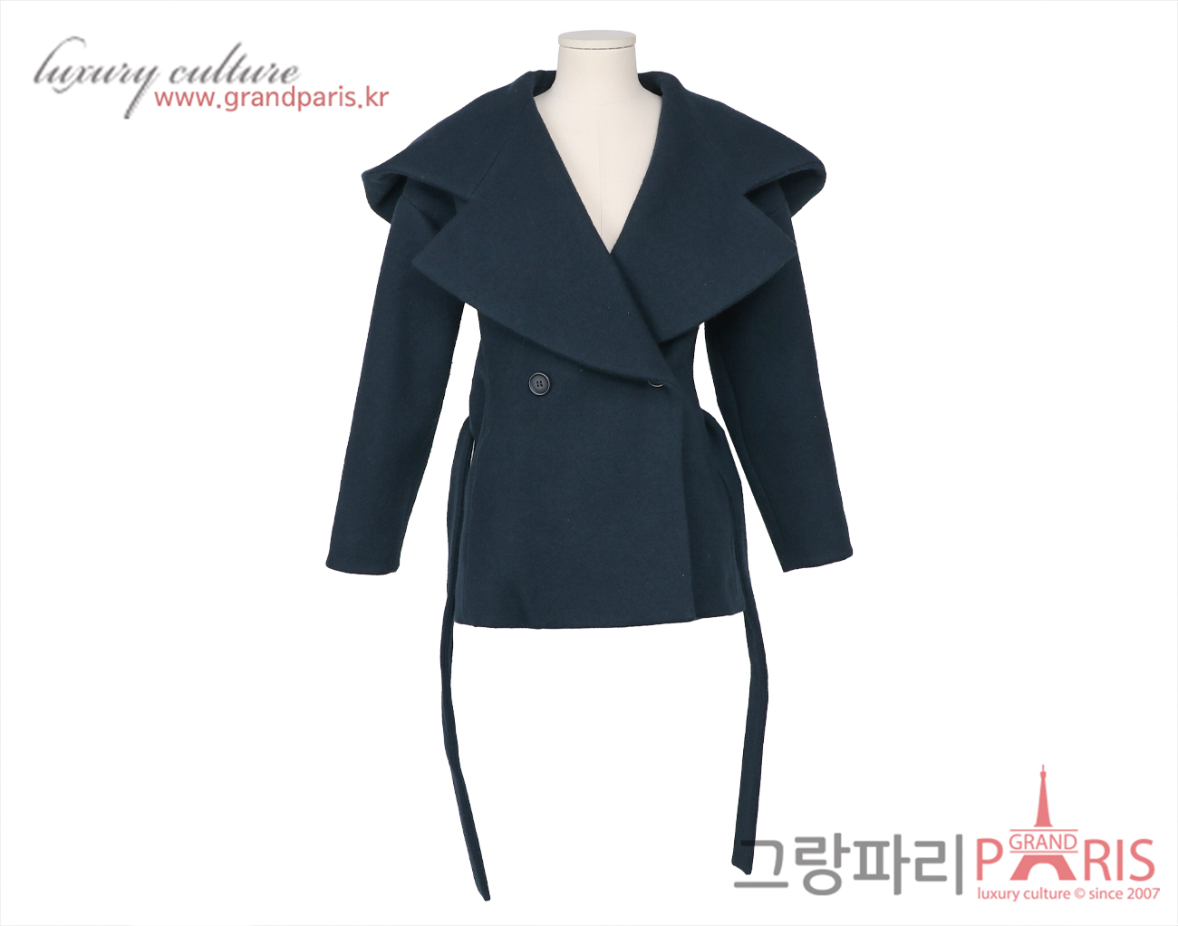 끌로에 후디 벨티드 재킷 블랙 네이비 34