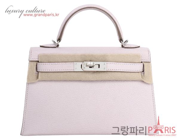 에르메스 미니 켈리 II 모브 페일 은장 U