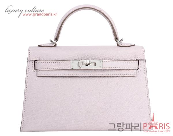 에르메스 미니 켈리 II 모브 페일 은장 U