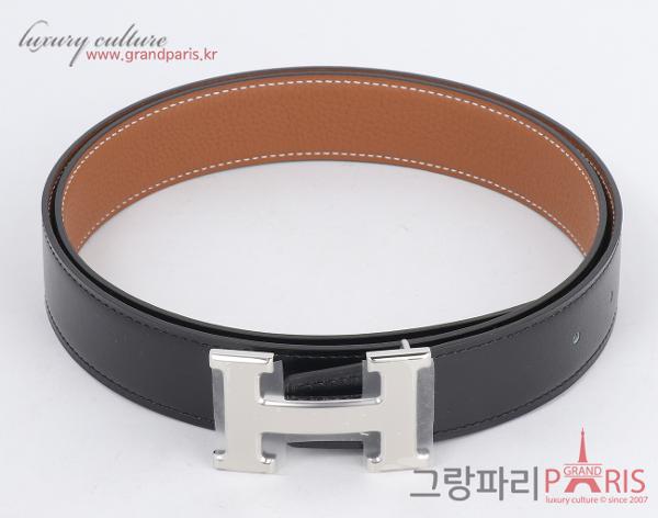 에르메스 H 벨트 리버시블 레더 스트랩 32mm 블랙 골드 은장 90