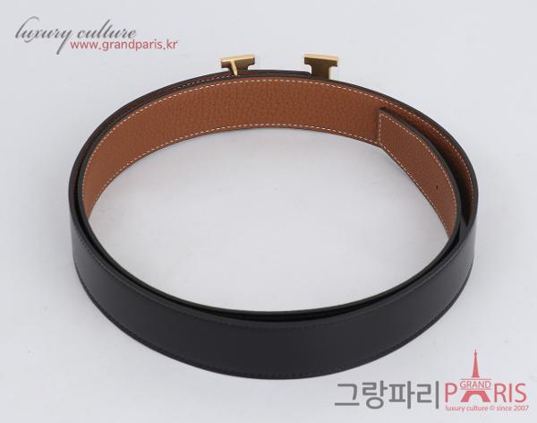 에르메스 H 벨트 리버시블 레더 스트랩 32mm 블랙 골드 금장 100