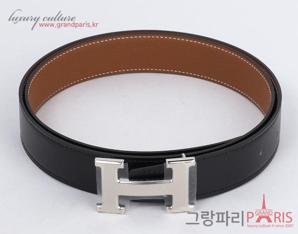 에르메스 H 벨트 리버시블 레더 스트랩 32mm 블랙 골드 은장 95